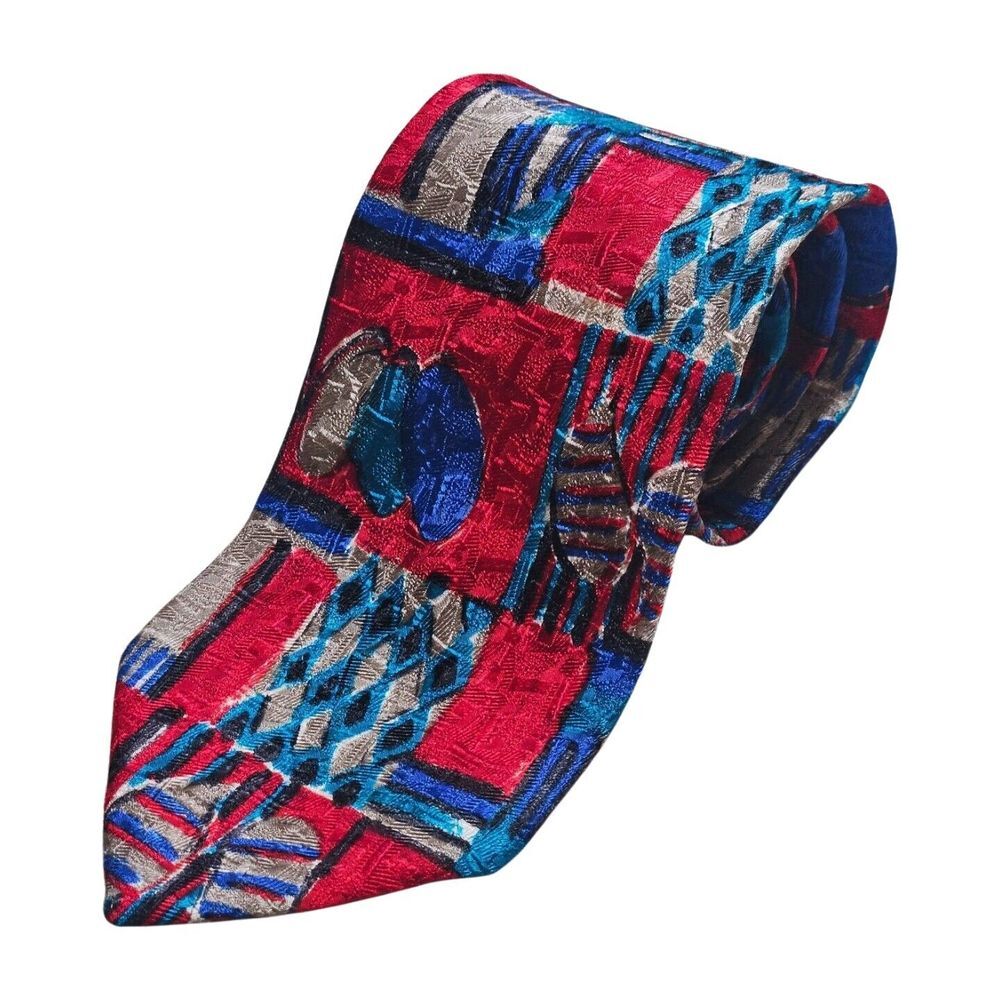Ermenegildo Zegna Silk Tie Made In Italy Abstract 59" Long 3.5" Wide
